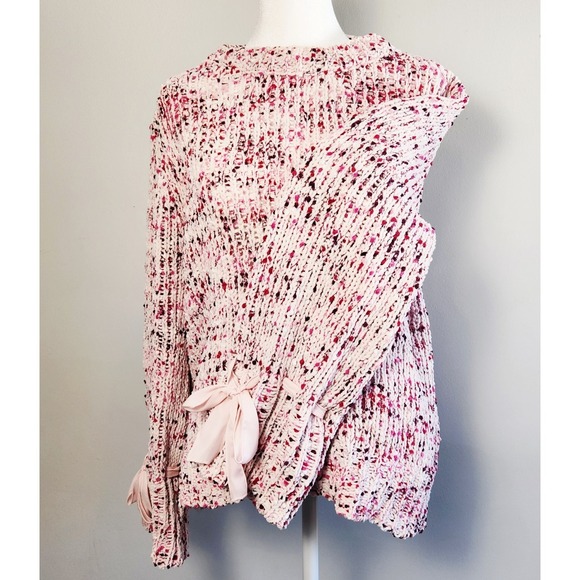 Cupio Knit Sweater Women's XL Pink Red Confetti Bow Sleeve Ties Valentine's Day - Picture 5 of 10